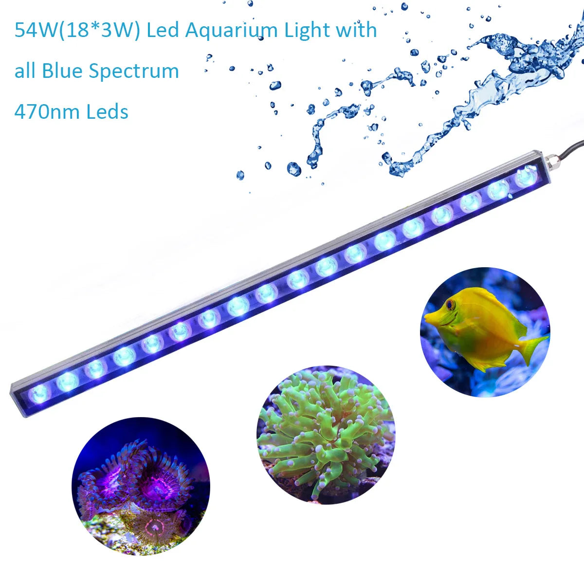 54W/81W/108W Aquarium Light with 470nm Blue Spectrum Leds