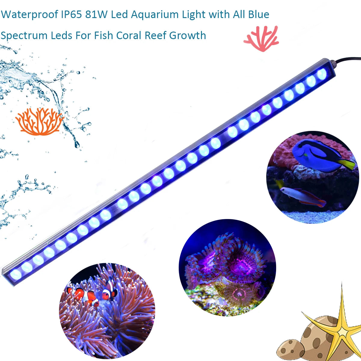 54W/81W/108W Aquarium Light with 470nm Blue Spectrum Leds
