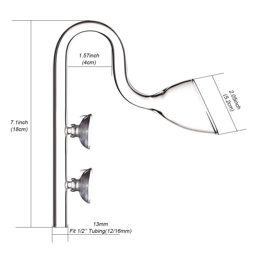 Aquarium Skimmer Glass Lily Pipe Spin Surface Inflow and Outflow 13/17mm Water Plant Tank Filter ADA Quality Fish Tank Filter