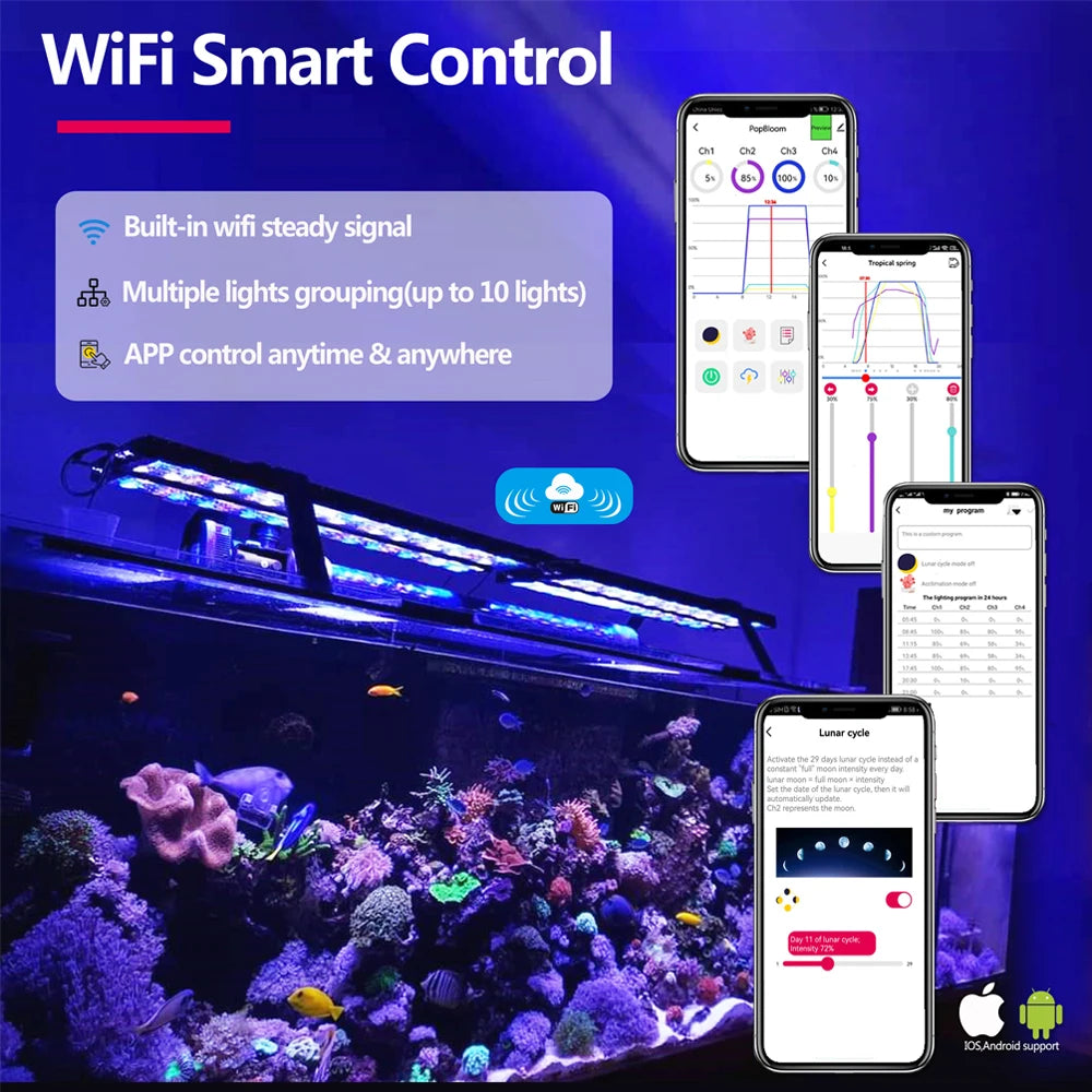 2PCS H75 WiFi Marine Aquarium Light Full Spectrum