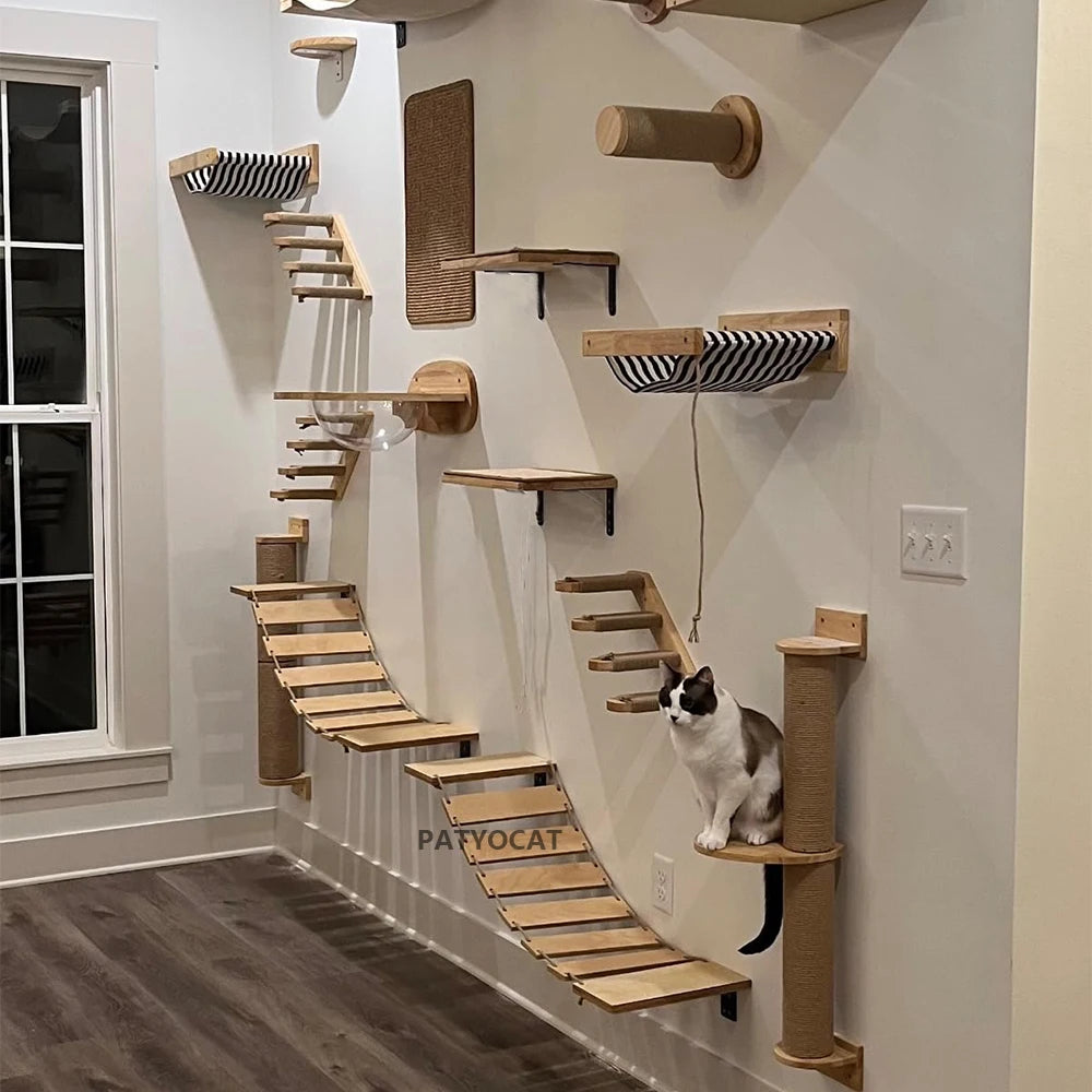 Cat Tree Wall Mounted Climbing Shelves with Ladder.