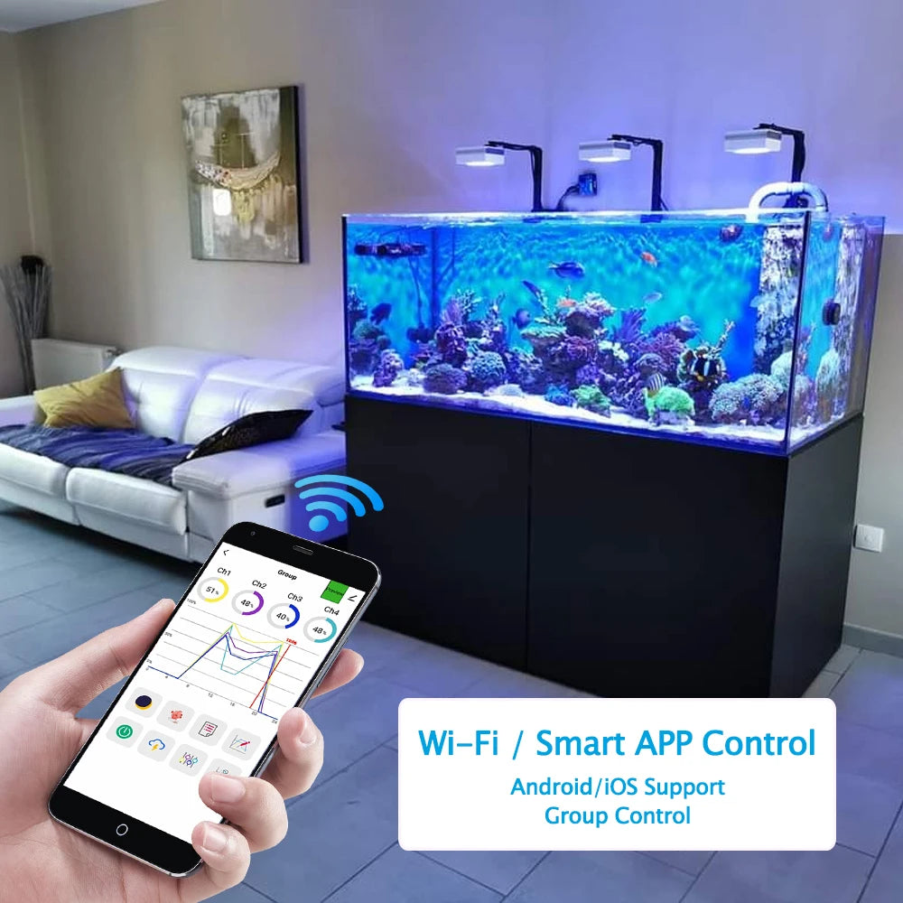 RL90 WiFi Aquarium LED Lighting 100W, Marine Tank.