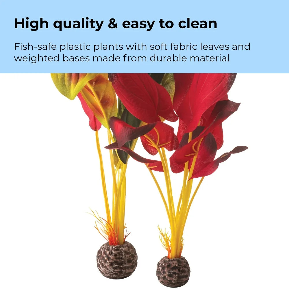 Green Red Silk Aquarium Plant Set Decoration