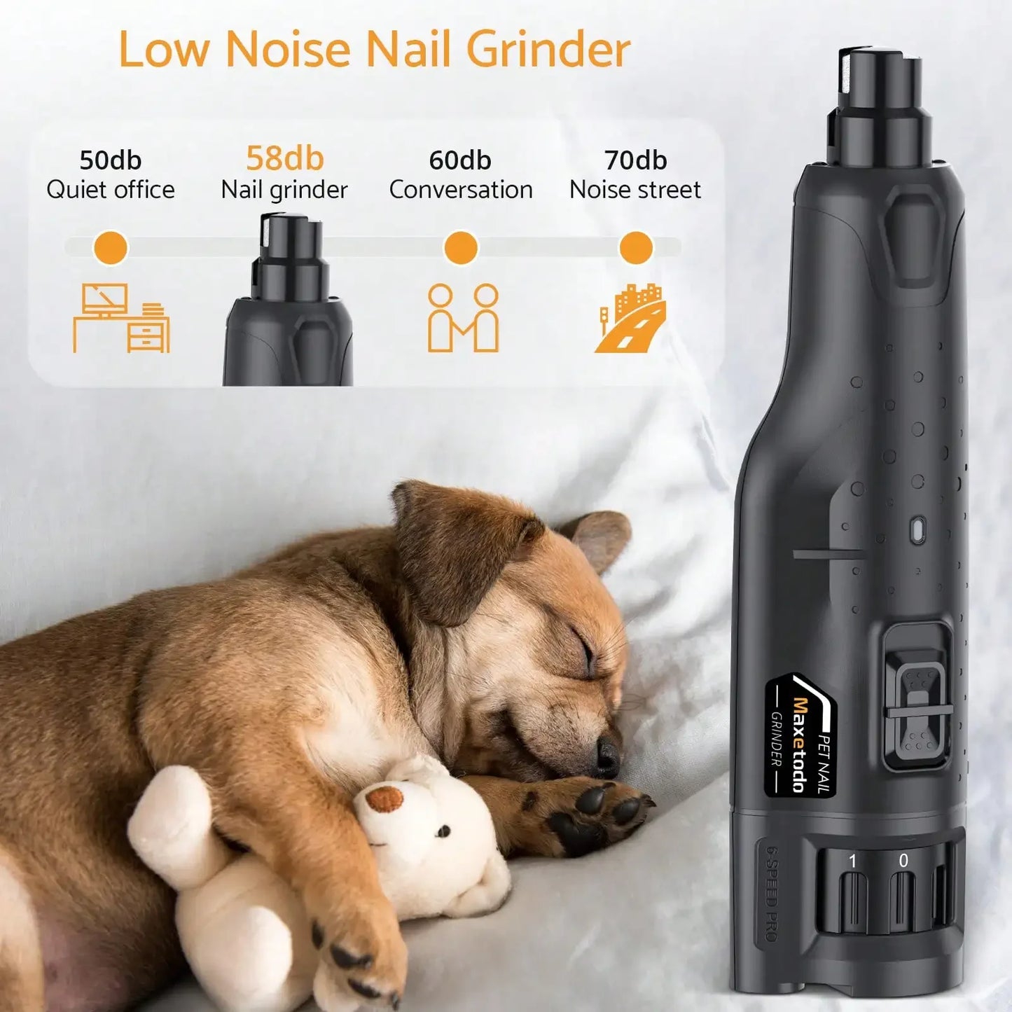 Pet Dog Nail Grinders Quiet 6 Speed