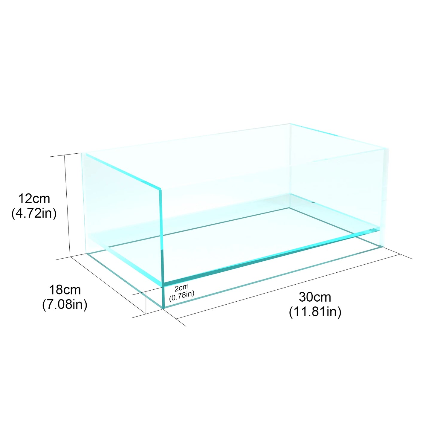 Rimless Low Iron Fish Tank Ultra-White Translucent Glass
