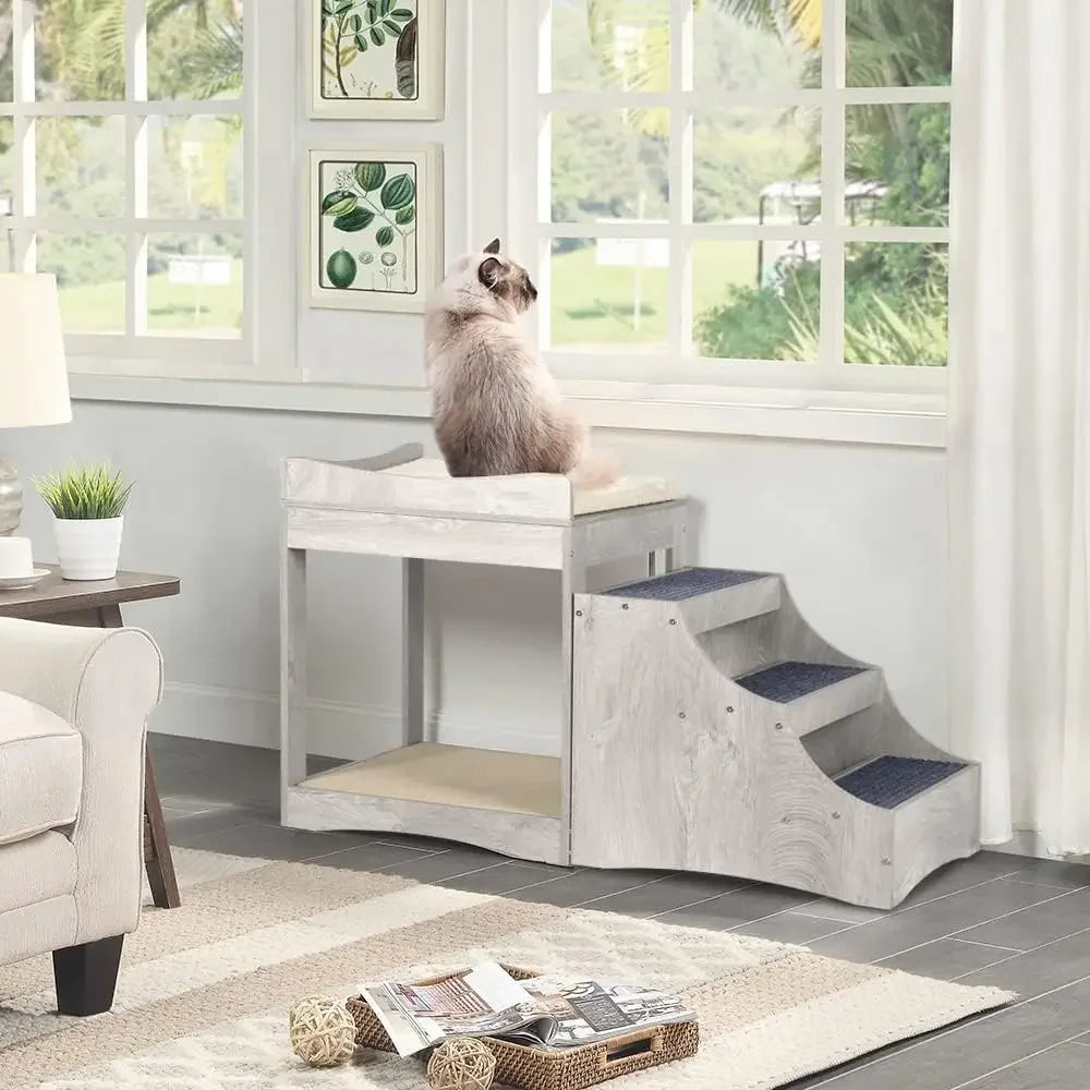 A Pet Bunk Bed with Removable Step