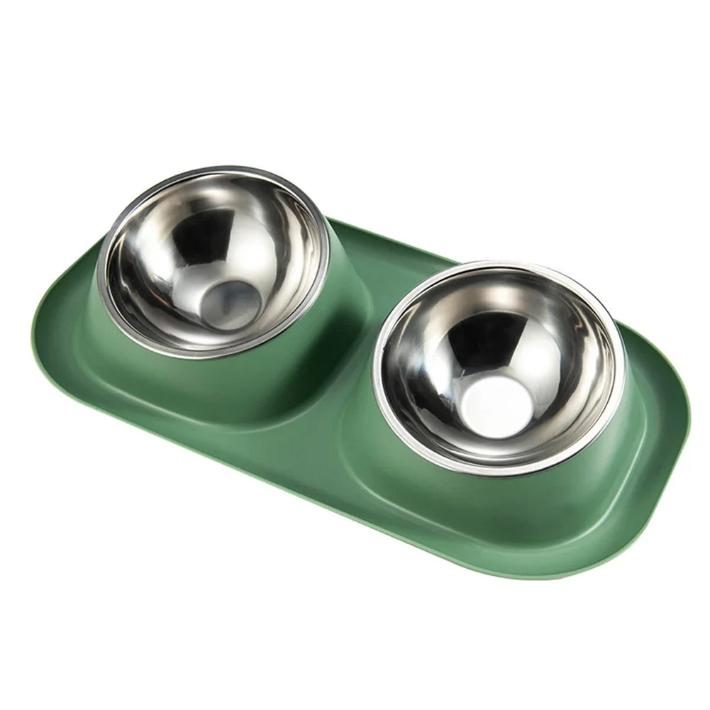 Stainless Steel Cat Dog Bowl Double Container