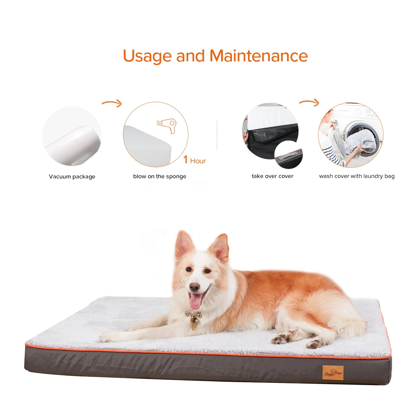 Orthopedic Dog Bed Kennel Memory Foam Waterproof Pet Bed with Removable Washable Cover Nonskid Bottom Joint Relief