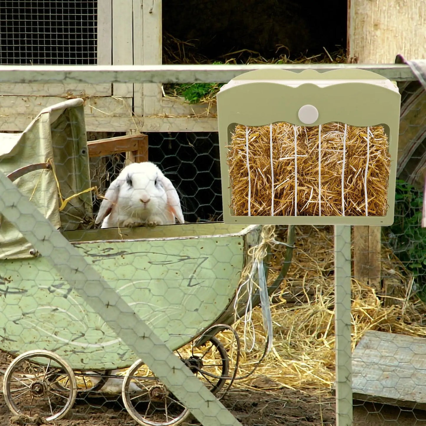Plastic Hay Dispenser Rabbit Hay Feeder Hanging Type Pet Hamster Food Hay Container