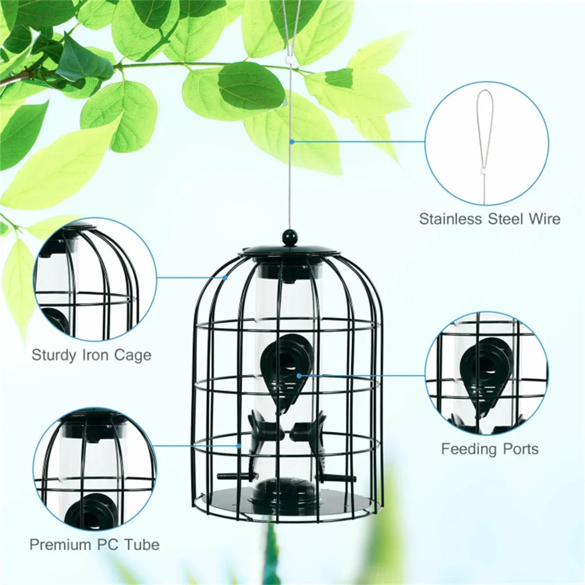 Bird Feeder 7'' x7'' x10'' Small Animals Feeding & Watering