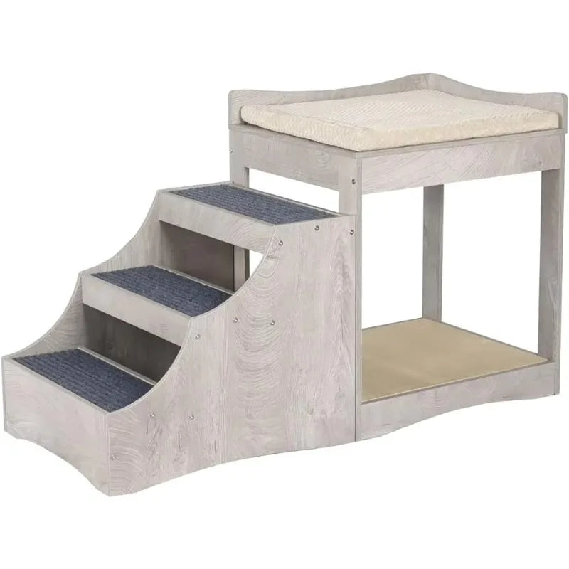A Pet Bunk Bed with Removable Step