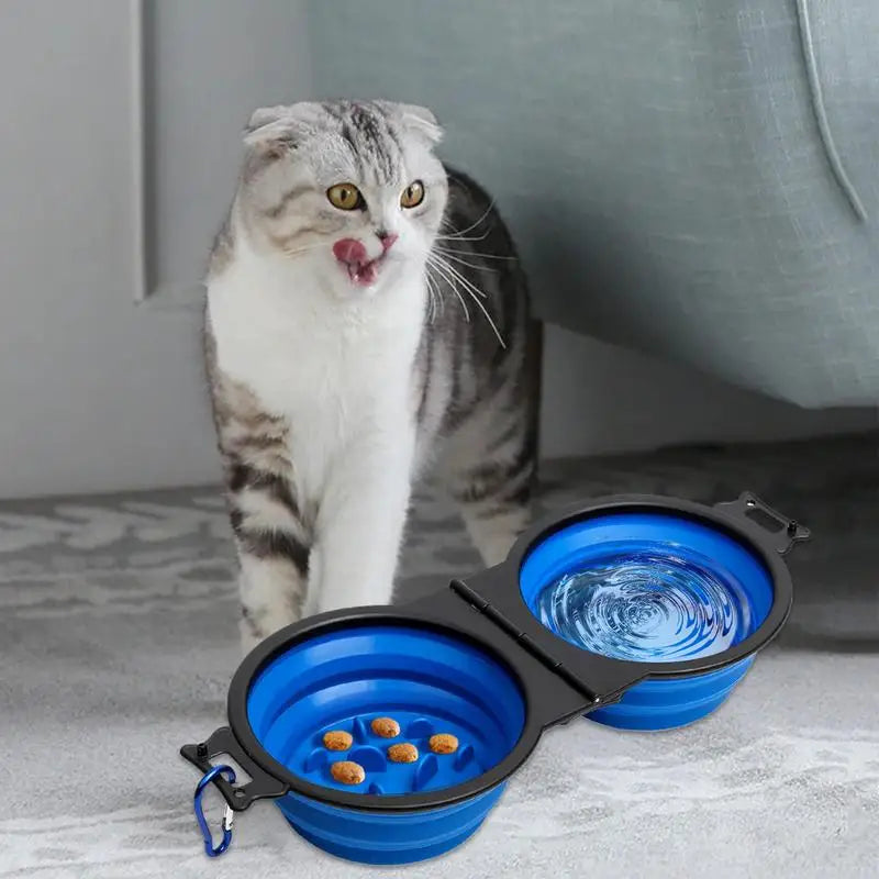 Foldable Double Dog Bowl Travel