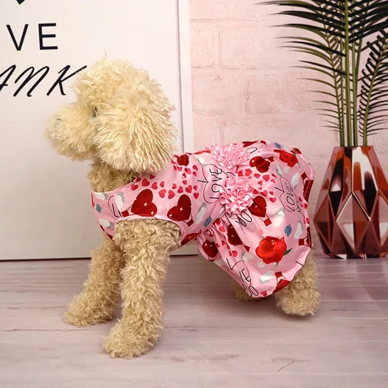 Dog Floral Print Polyester Dress