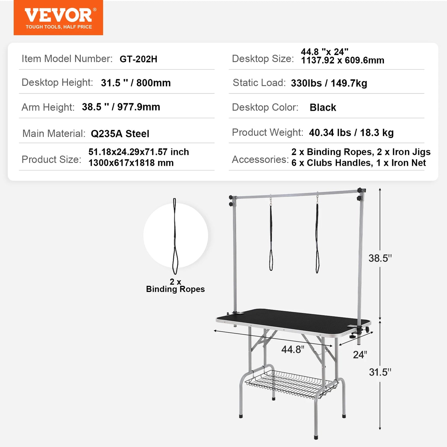 Pet Grooming Table Two Arms with Clamp