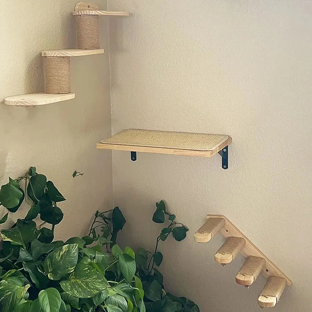 Cat Tree Wall Mounted Climbing Shelves with Ladder.
