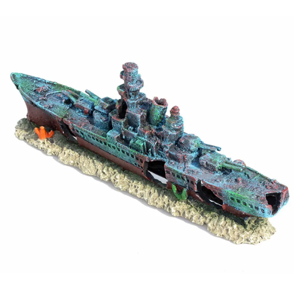 Sunken Pirate Ship Aquarium Resin Multifunction Warship