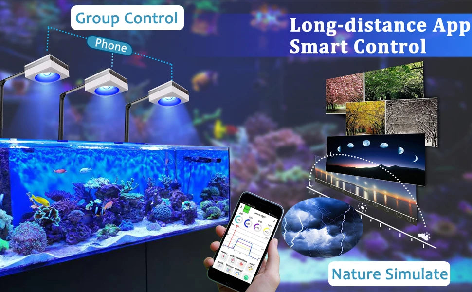 RL90 WiFi Aquarium LED Lighting 100W, Marine Tank.