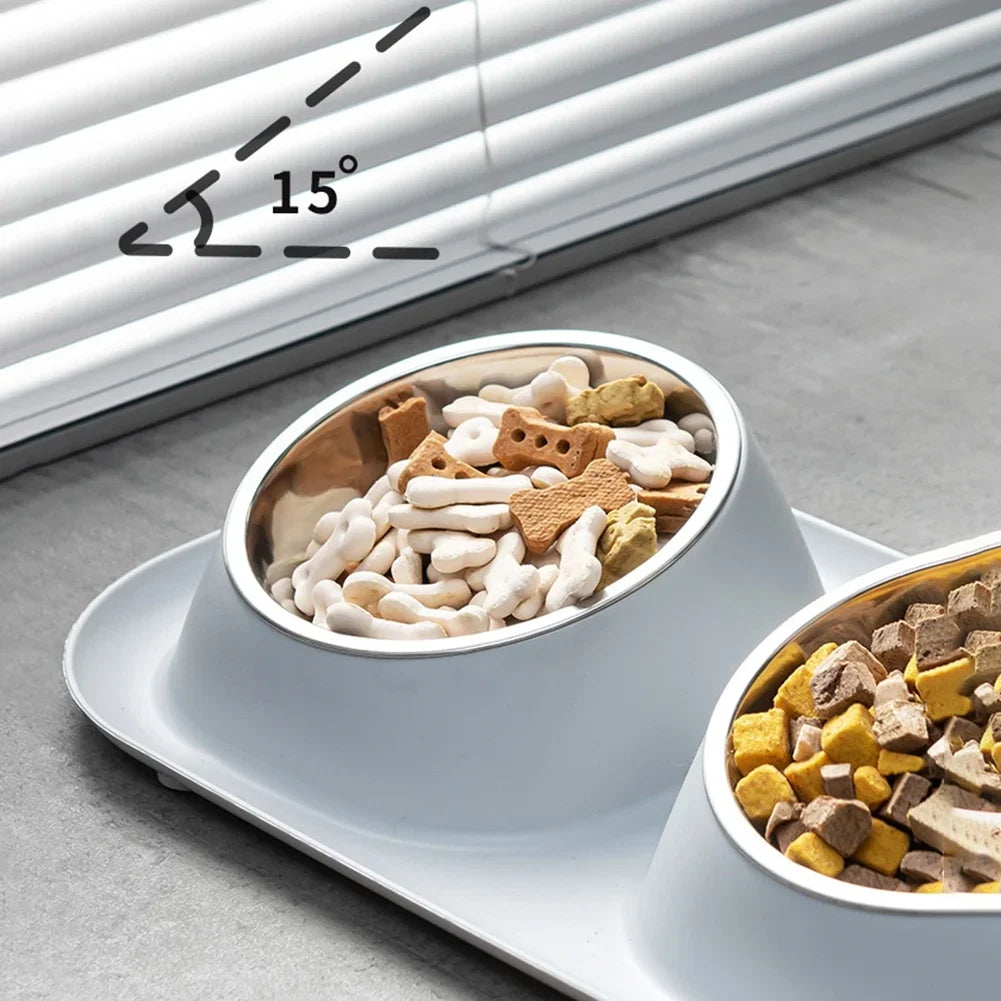 Stainless Steel Cat Dog Bowl Double Container