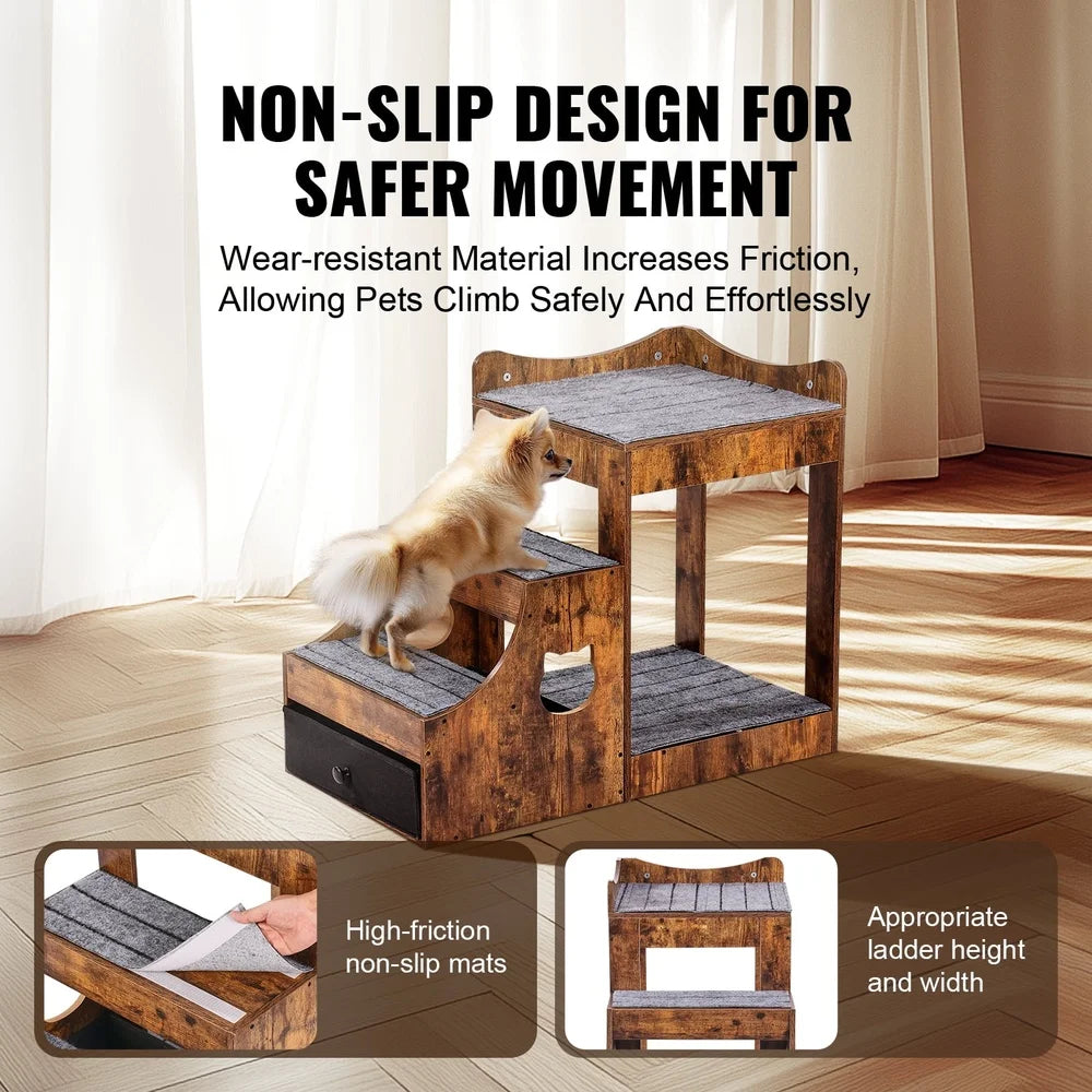 Double-Deck Pet Bed with Detachable Steps