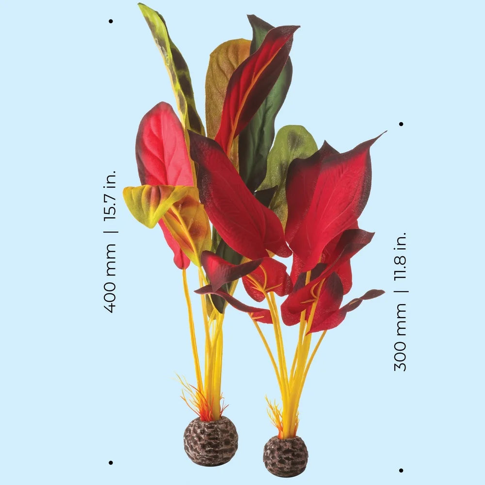 Green Red Silk Aquarium Plant Set Decoration
