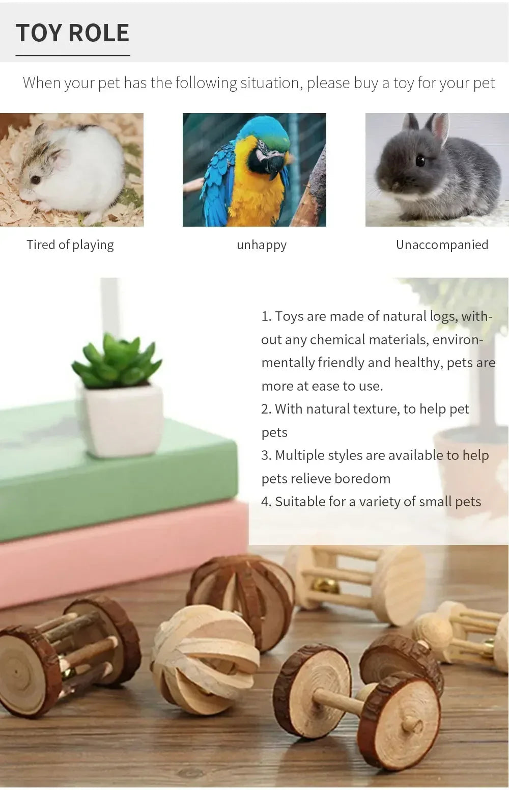 Cute Rabbit Wooden Chew Toys for Guinea Pigs Rat
