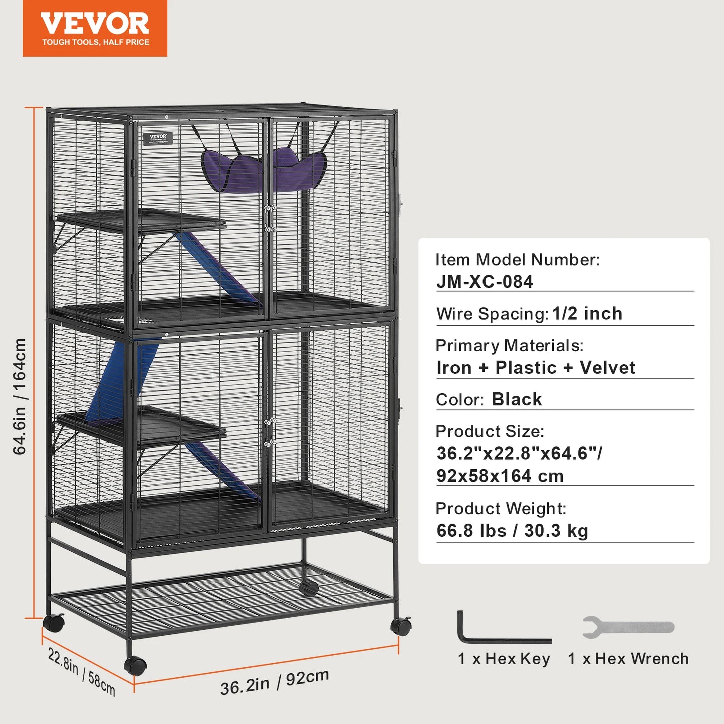 Rolling Metal Ferret Cage Large 4-Tier Cage