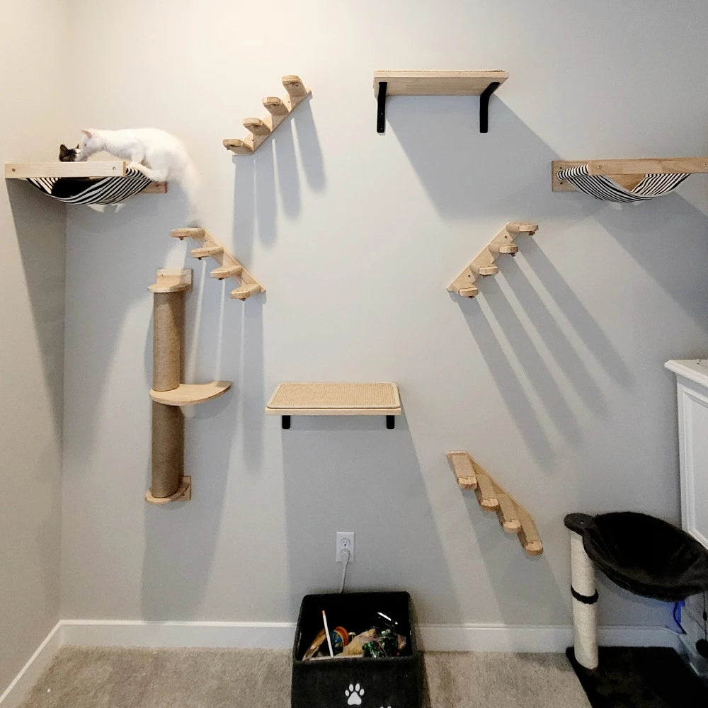 Cat Tree Wall Mounted Climbing Shelves with Ladder.