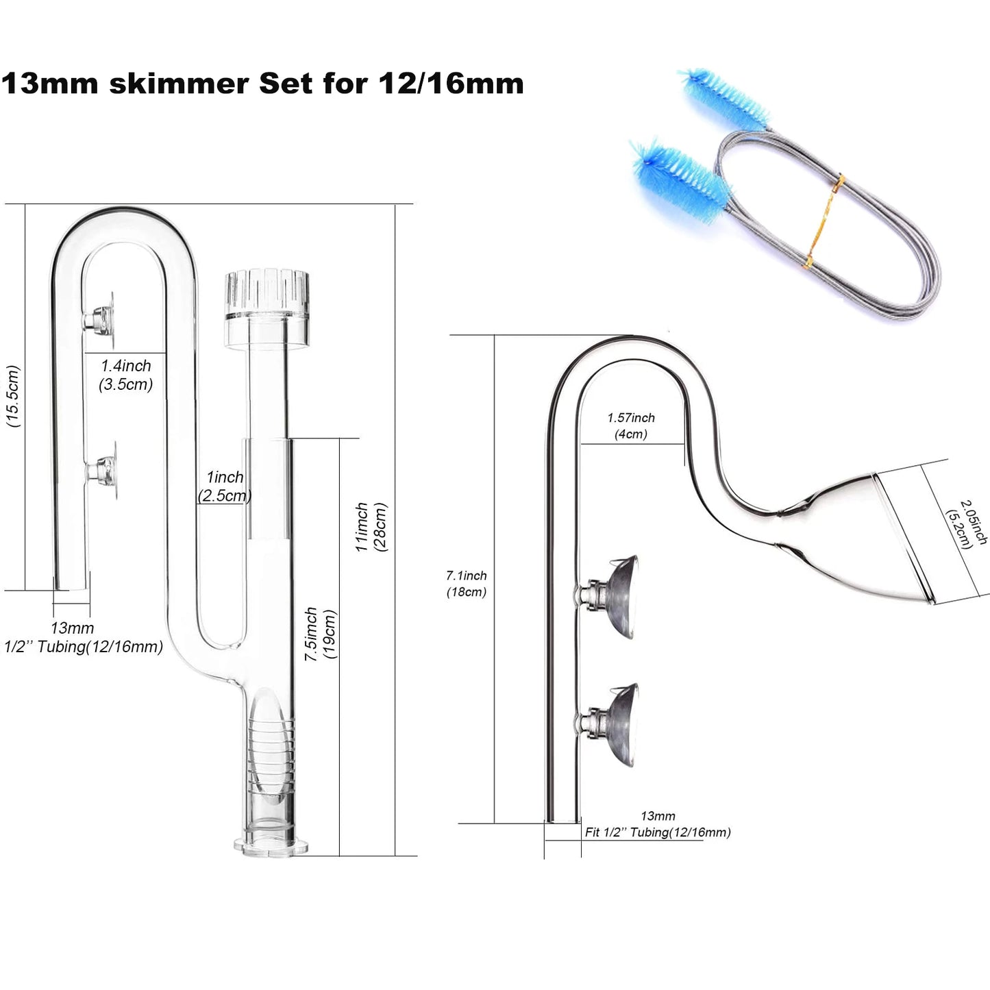 Aquarium Skimmer Glass Lily Pipe Spin Surface Inflow and Outflow 13/17mm Water Plant Tank Filter ADA Quality Fish Tank Filter