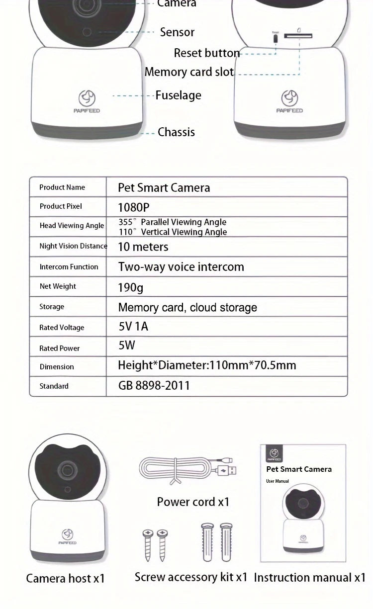 Pet Feeding Monitor, Wifi, Voice Remote
Pet Feeding, Monitor Wifi, Remote Voice, Interactive Camera