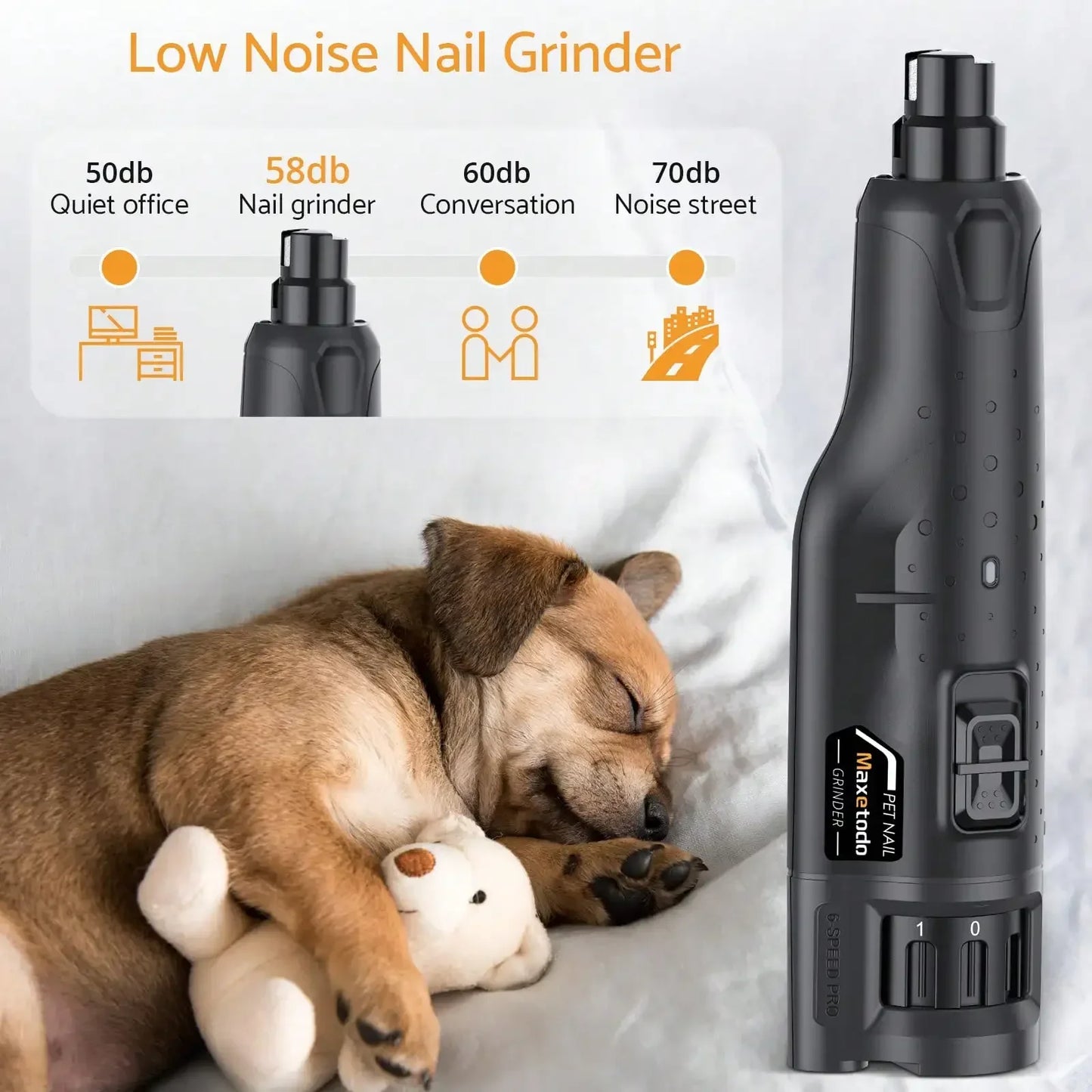 Pet Dog Nail Grinders Quiet 6 Speed