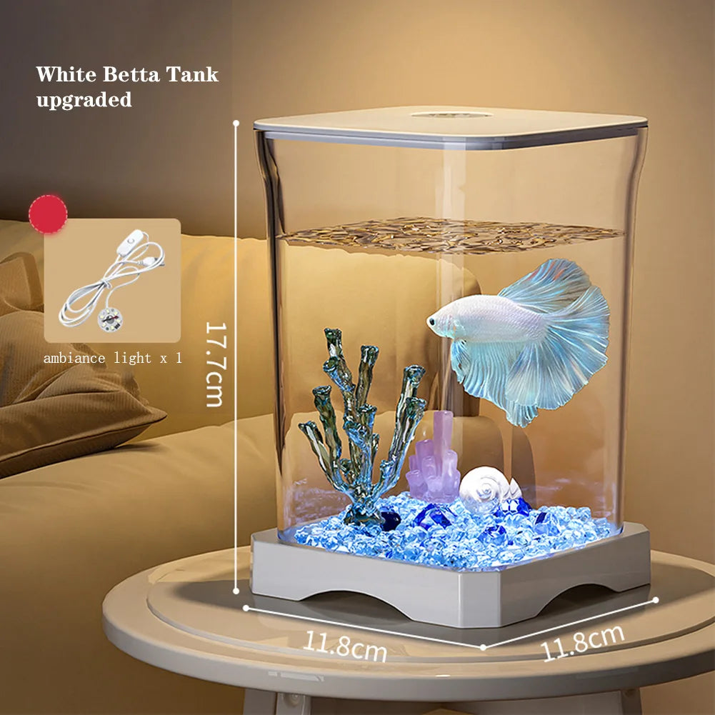 Aquarium Starter Kit, Rectangular Betta Fish Tank