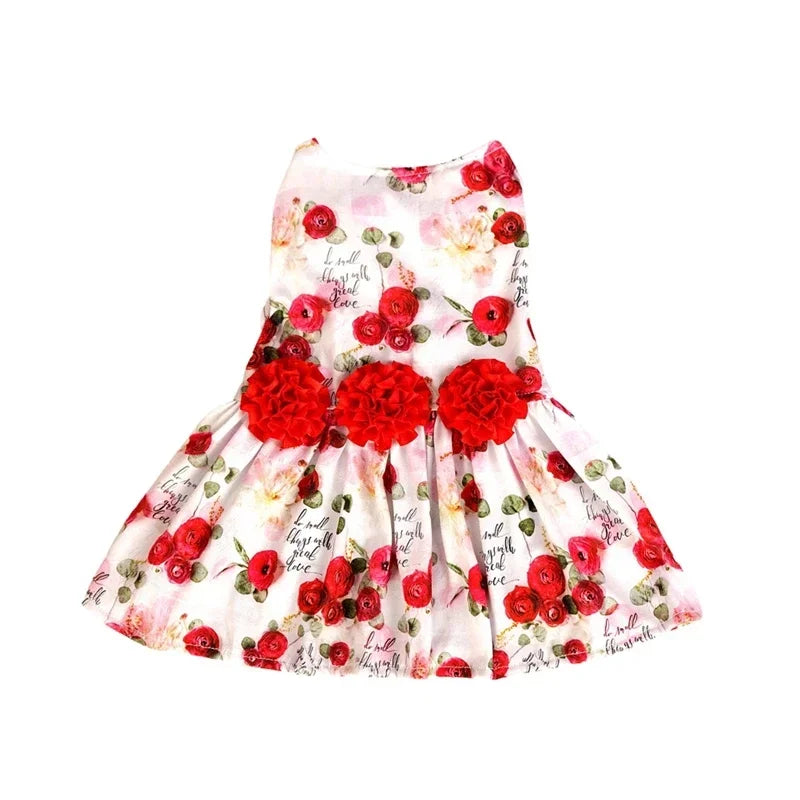 Dog Floral Print Polyester Dress