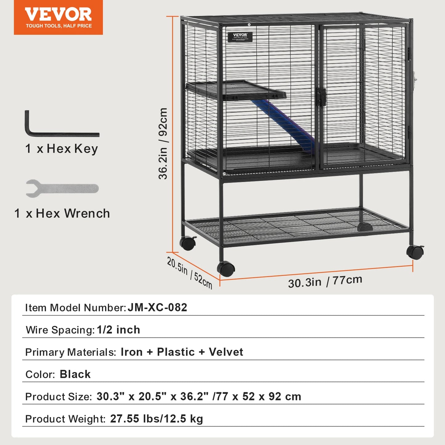 Rolling Metal Ferret Cage Large 4-Tier Cage