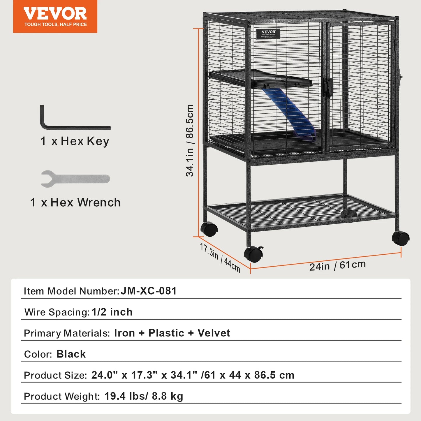 Rolling Metal Ferret Cage Large 4-Tier Cage