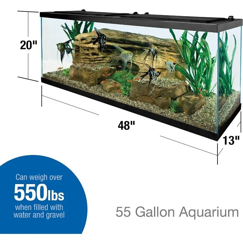 Rectangular Fish Tank, Glass Aquarium 55 Gallons