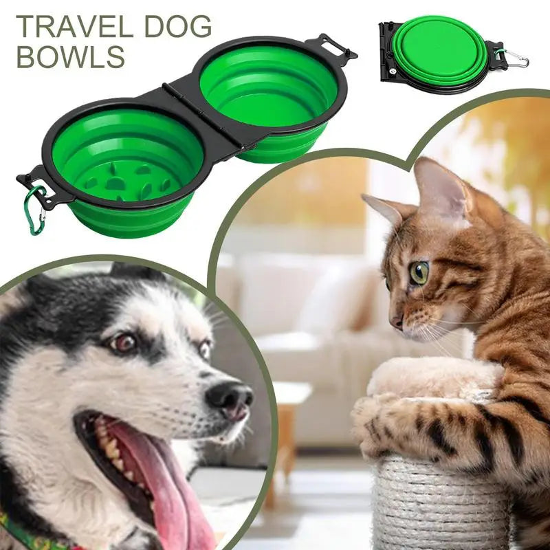Foldable Double Dog Bowl Travel