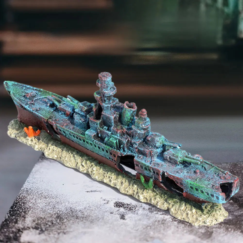 Sunken Pirate Ship Aquarium Resin Multifunction Warship