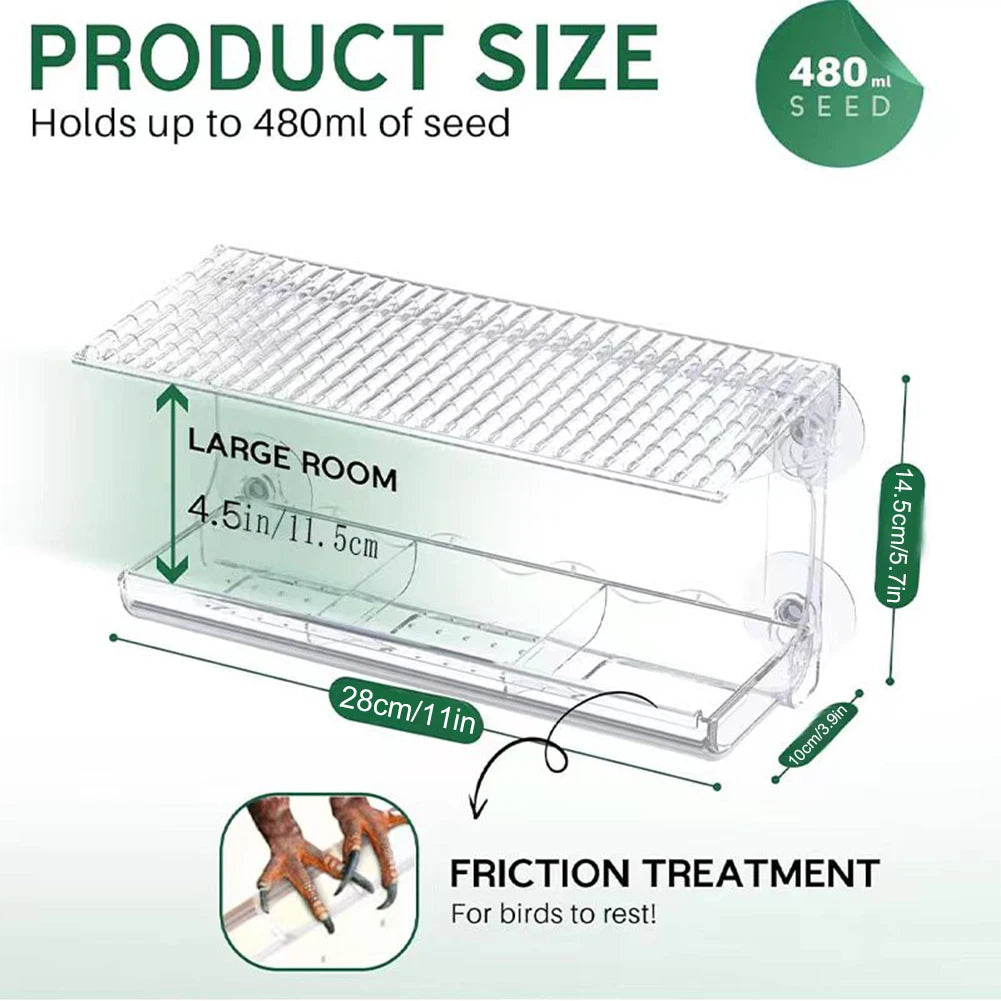 Window Mounted Bird Feeder with Strong Suction Cups