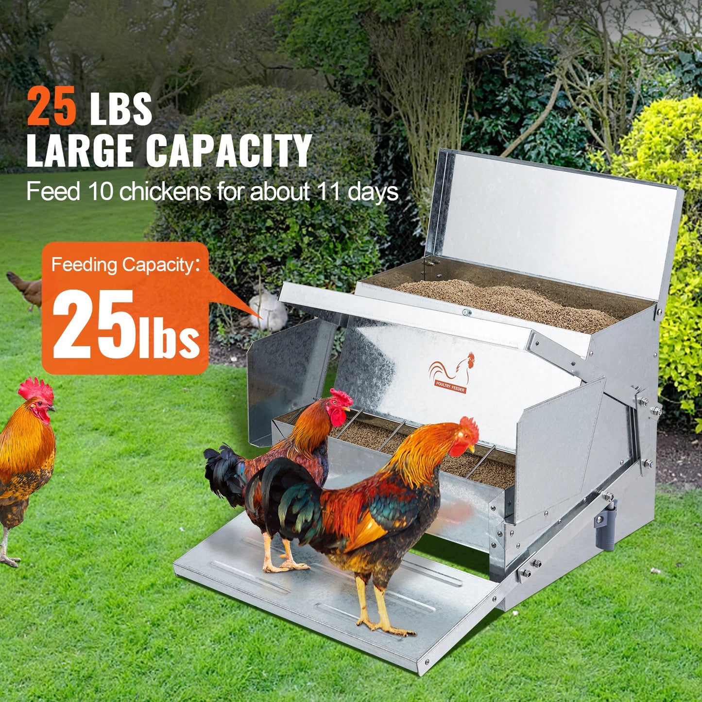 Automatic Chicken Feeder 25 lbs Capacity Poultry Feeder