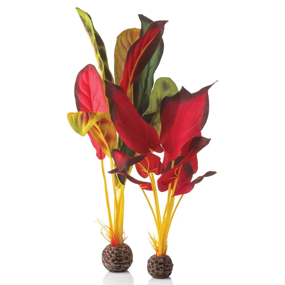Green Red Silk Aquarium Plant Set Decoration