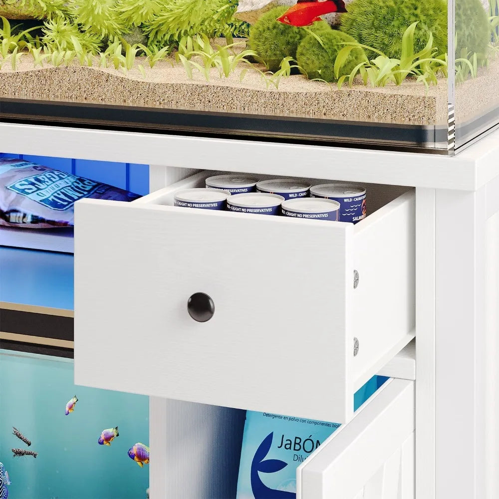 Fish Tank Stand with Power Outlets & LED