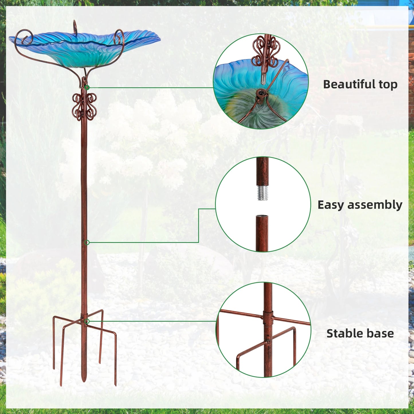 Glass Bird Bath with Fountain