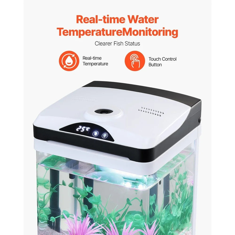 2 Gallon Self-Cleaning Glass Aquarium, 7 Color LED