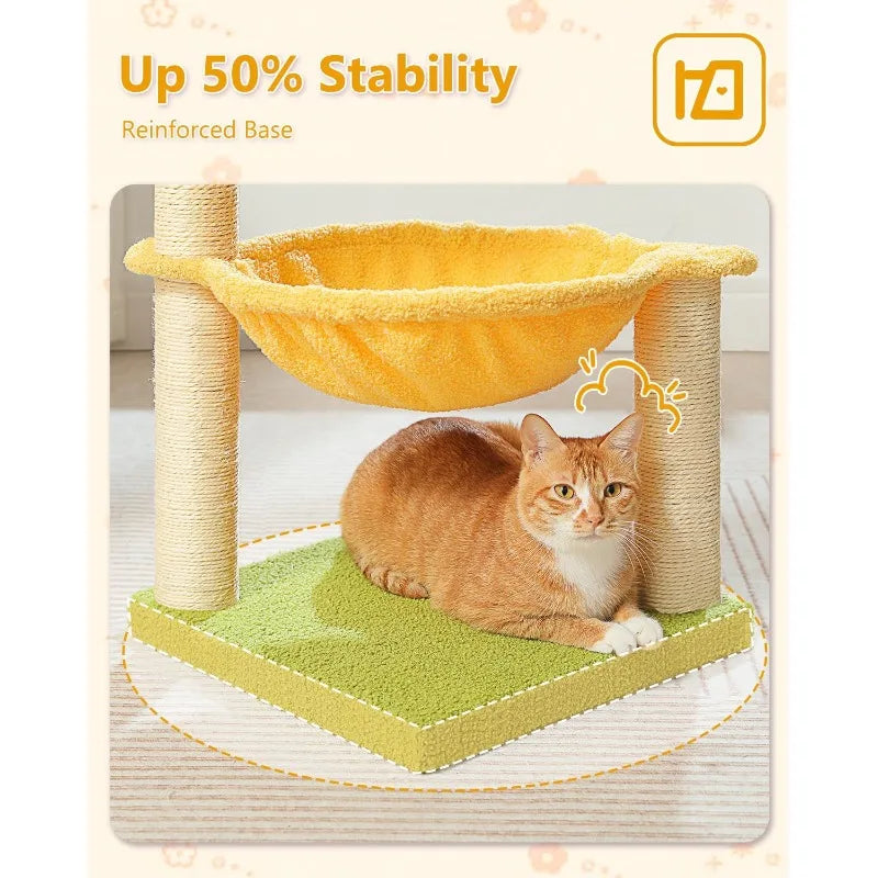 Flower Cat Tree Top Perch. Large Hammock.