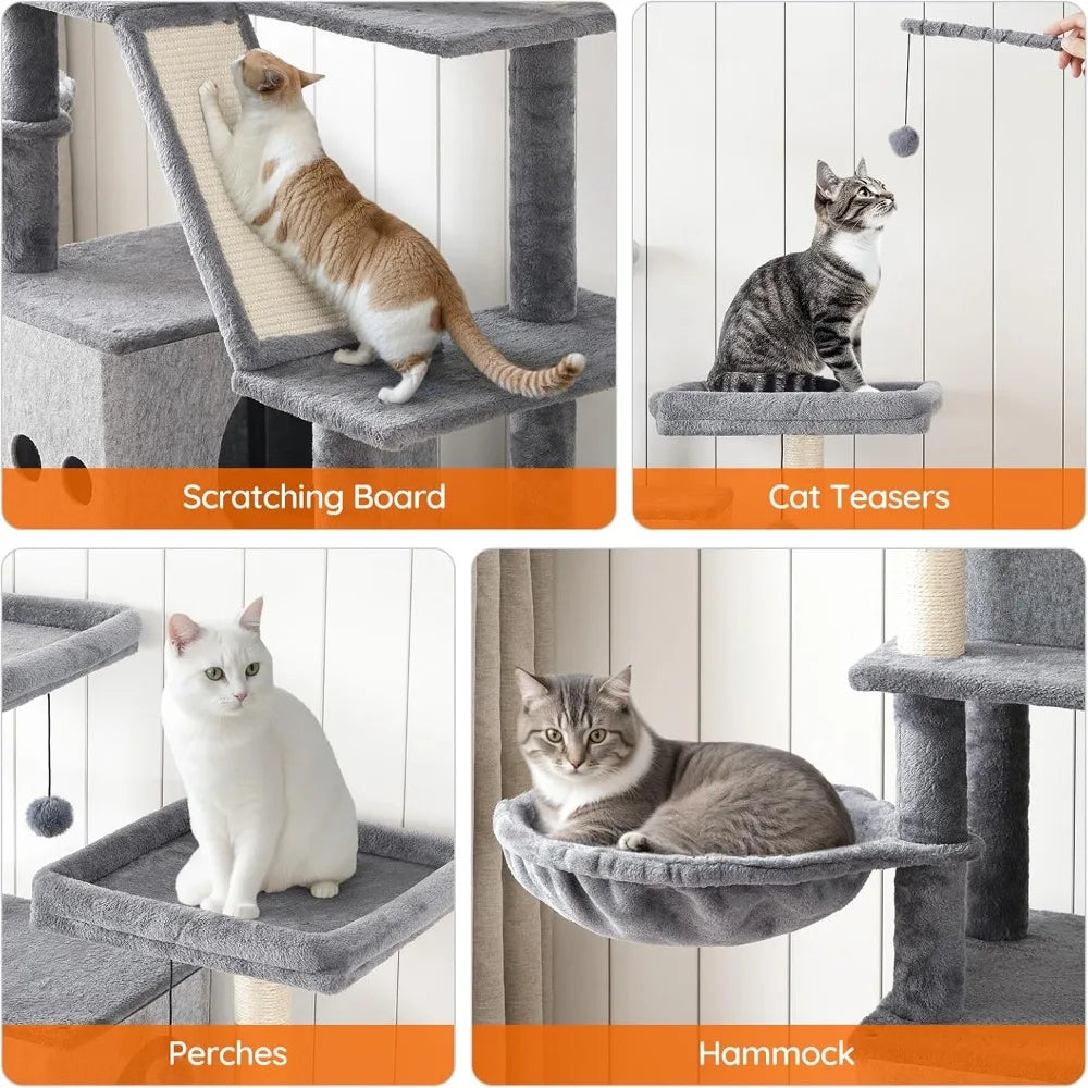 Double Litter Box Enclosure with Cat Tree.