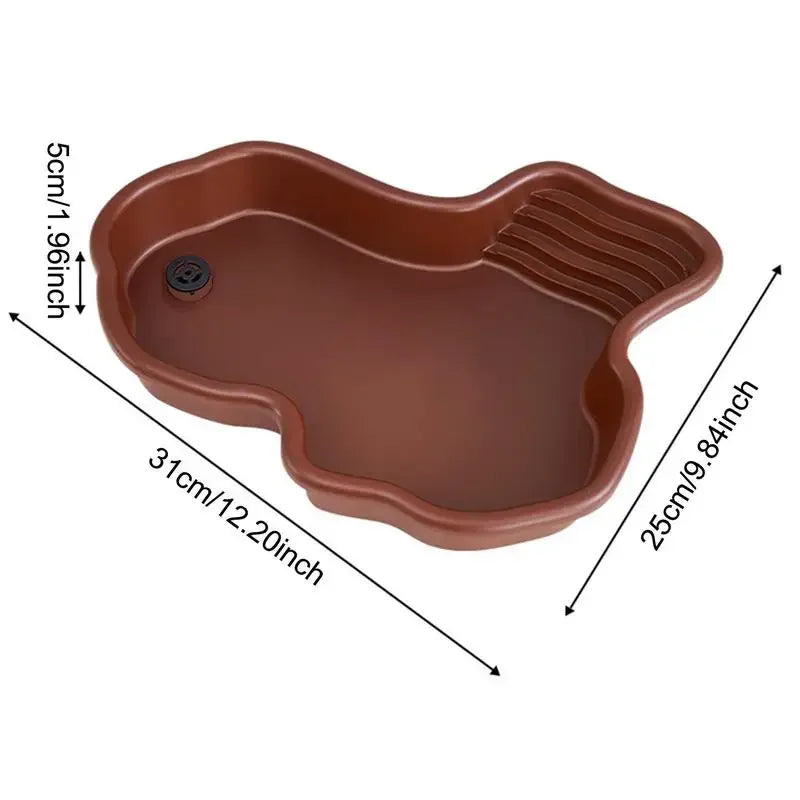 Turtle Feeding Dish Reptile Bathing Pool With Ramp And Basking terrace Aquarium Ornament For Turtle Bearded Dragon Gecko Yard