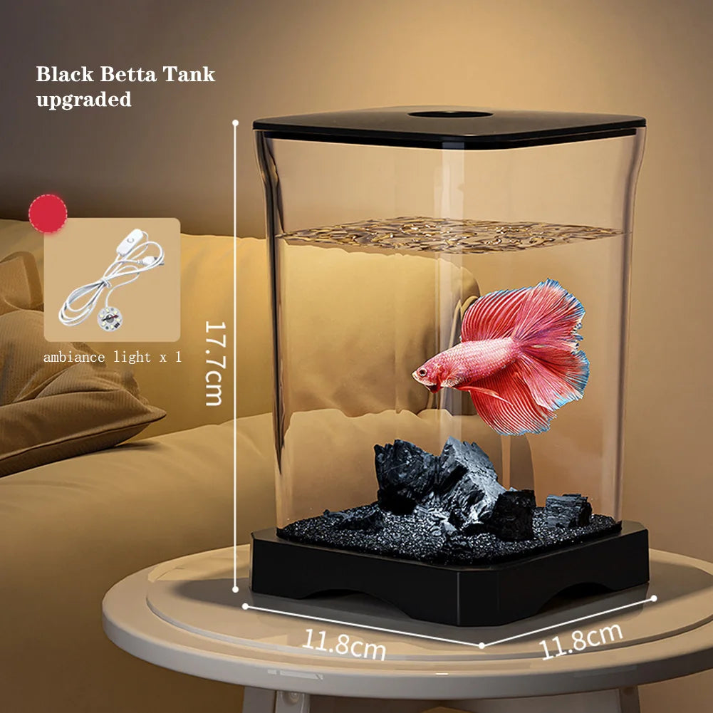 Aquarium Starter Kit, Rectangular Betta Fish Tank