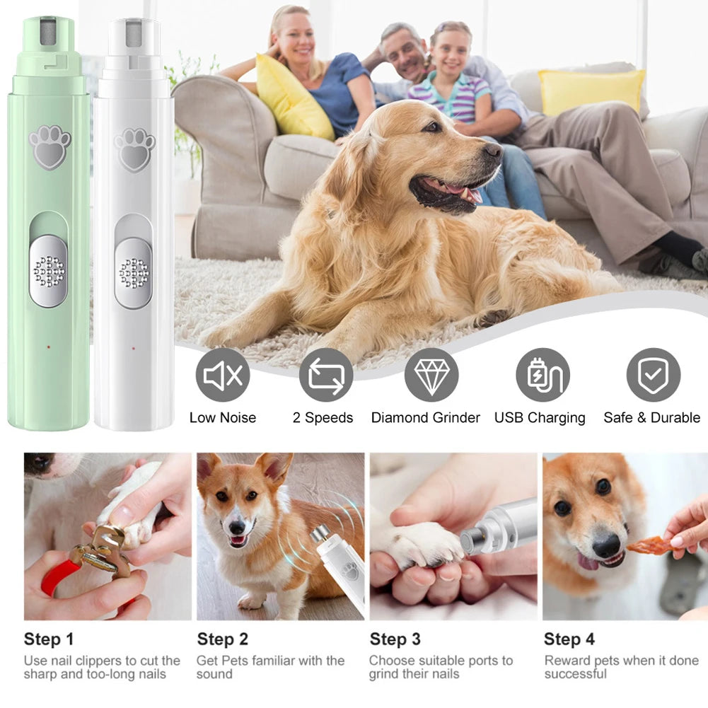 Electric Dog Nail Grinder USB Rechargeable LED