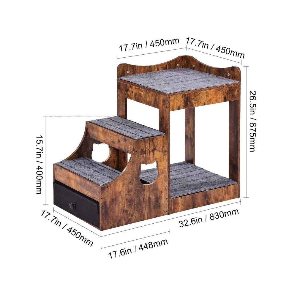 Double-Deck Pet Bed with Detachable Steps
