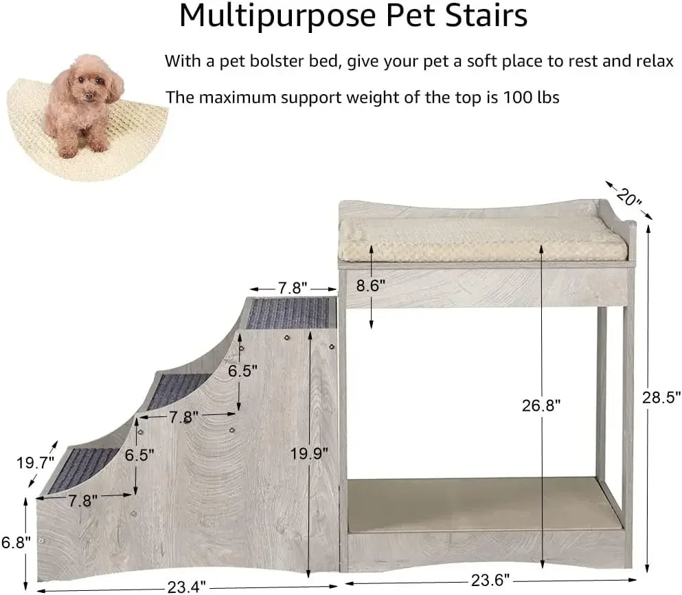 A Pet Bunk Bed with Removable Step
